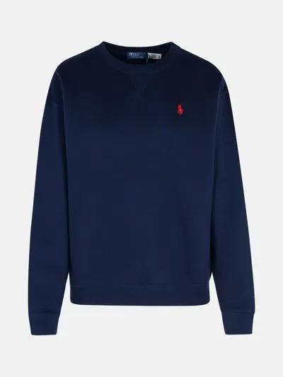 Polo Ralph Lauren Blue Cotton Blend Sweatshirt In Navy