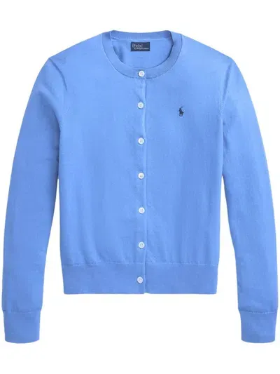 Polo Ralph Lauren Polo Pony Crew-neck Cardigan In Blue