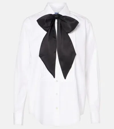 Polo Ralph Lauren Bow-detail Cotton Poplin Shirt In White