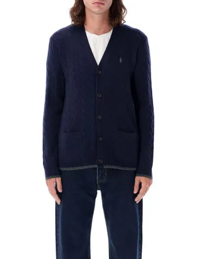 Polo Ralph Lauren Cable Knit Cardigan In Blue