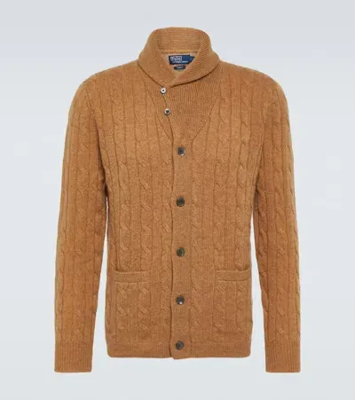 Polo Ralph Lauren Cable-knit Cashmere Cardigan In Brown