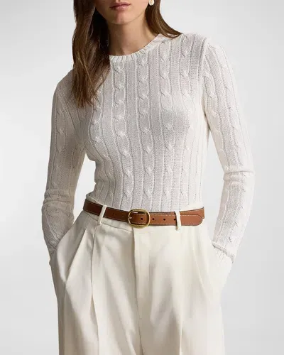 Polo Ralph Lauren Cable-knit Cotton-blend Crewneck Sweater In White