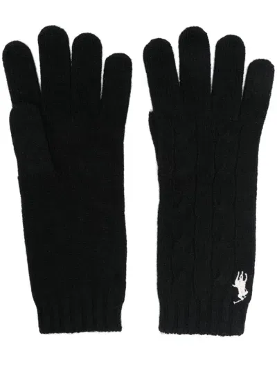 Polo Ralph Lauren Cable-knit Gloves In Black