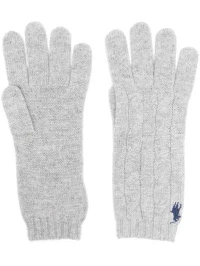 Polo Ralph Lauren Cable-knit Gloves In Grey