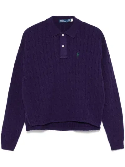 Polo Ralph Lauren Cable-knit Polo Sweater In Purple