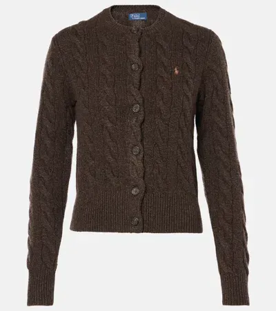 Polo Ralph Lauren Cable-knit Wool And Cashmere Cardigan In Dark Brown Marl