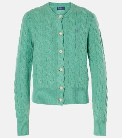 Polo Ralph Lauren Cable-knit Wool And Cashmere Cardigan In Green