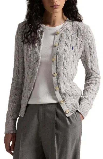 Polo Ralph Lauren Cable Stitch Cotton Cardigan In Cream Nickel