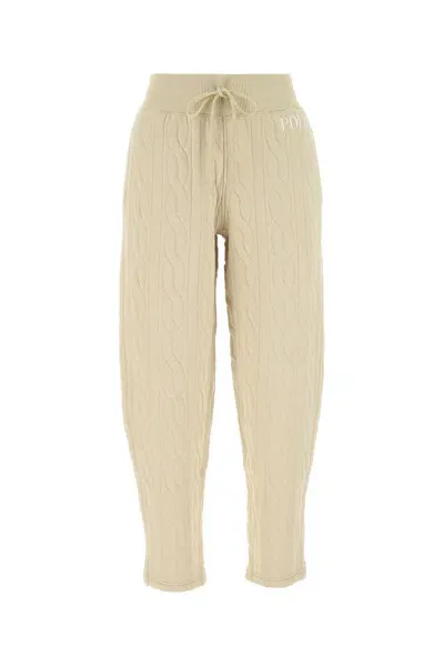 Polo Ralph Lauren Cappuccino Cotton Blend Joggers In Beige