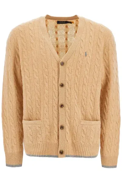 Polo Ralph Lauren Cardigan A Trecce In Lana E Cashmere In Color Carne Y Neutral