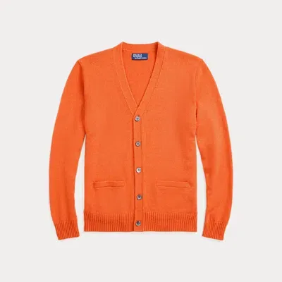 Polo Ralph Lauren Cashmere V-neck Cardigan In Orange