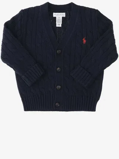 Polo Ralph Lauren Kids' Cotton Cardigan With Logo In Blue