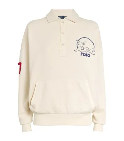 Polo Ralph Lauren Cotton Collared Sweatshirt In Ivory