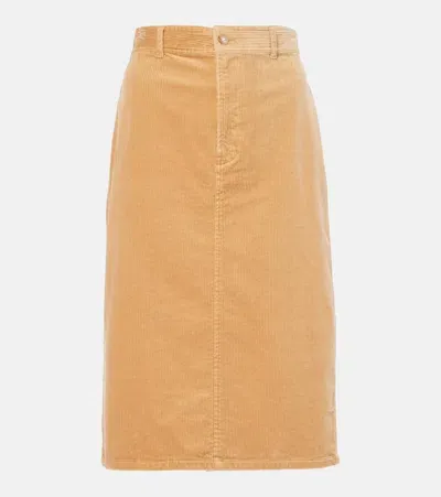 Polo Ralph Lauren Cotton Corduroy Pencil Skirt In Beige