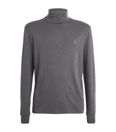 Polo Ralph Lauren Cotton Logo Rollneck Sweater In Grey