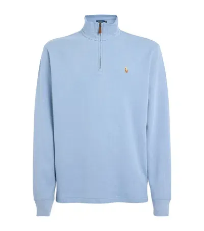 Polo Ralph Lauren Cotton Quarter-zip Sweater In Blue