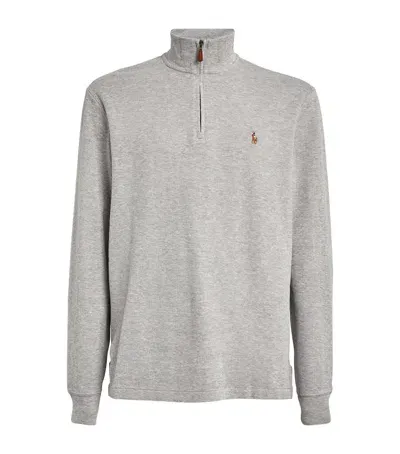 Polo Ralph Lauren Cotton Quarter-zip Sweater In Grey