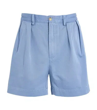 Polo Ralph Lauren Cotton Twill Pleated Shorts In Blue