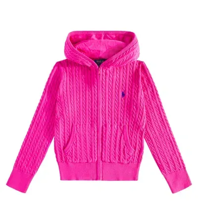 Polo Ralph Lauren Kids' Cotton Zip-up Cardigan In Pink