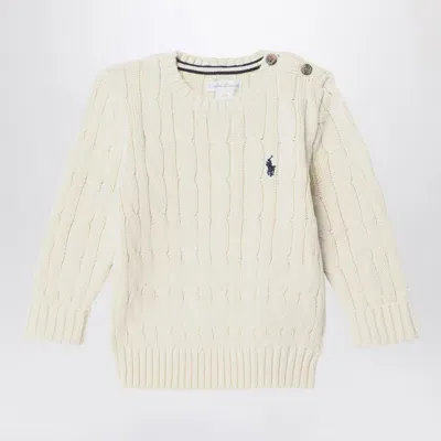 Polo Ralph Lauren Cream-coloured Cotton Cable-knit Sweater In Beige