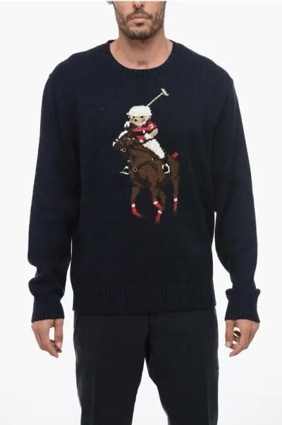 Polo Ralph Lauren Crewneck Sweatshirt With Embroidered Polo Bear In Blue