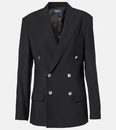 Polo Ralph Lauren Double-breasted Wool-blend Blazer In Black