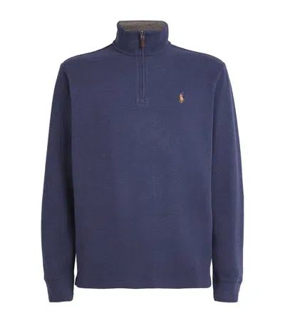 Polo Ralph Lauren Double-knit Half-zip Sweatshirt In Navy