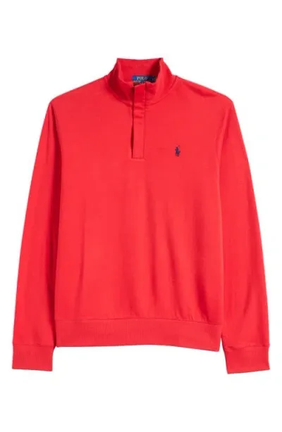 Polo Ralph Lauren Double Knit Jersey Half Zip In Red