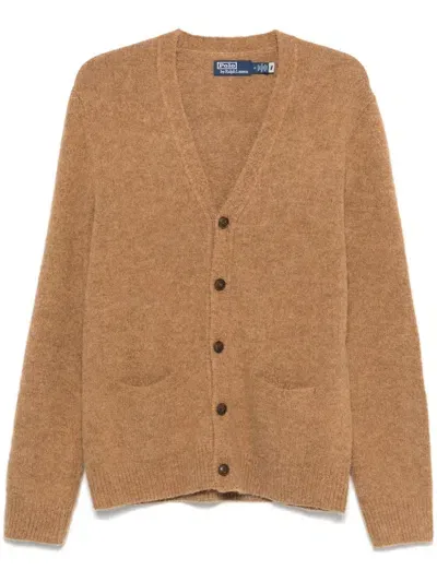 Polo Ralph Lauren Elbow-patches Cardigan In Brown