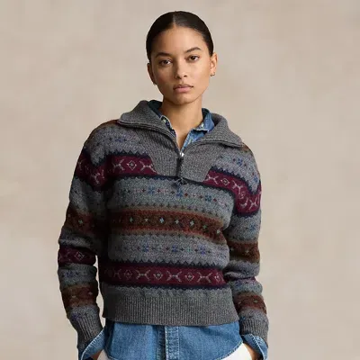 Polo Ralph Lauren Fair Isle Wool Half-zip Jumper In Grey Multi