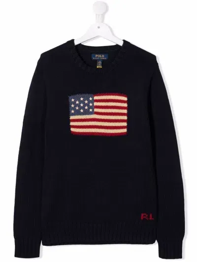 Polo Ralph Lauren Flag Cn Swtr Tops Sweater In Blue