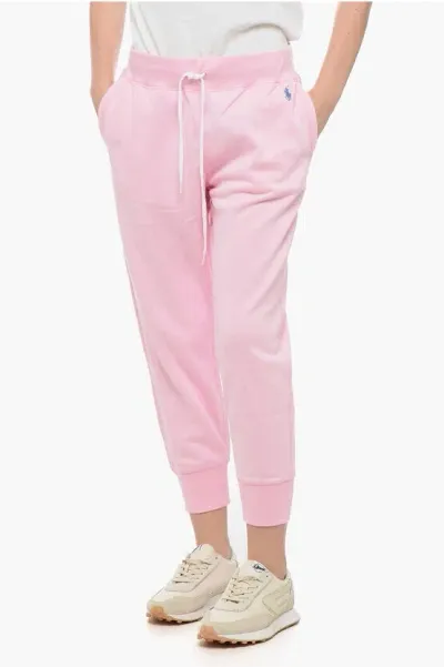 Polo Ralph Lauren Fleece Cotton Blend Sweatpants With Cuffs In Pink