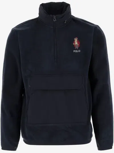 Polo Ralph Lauren Fleece Jacket With Polo Bear In Black