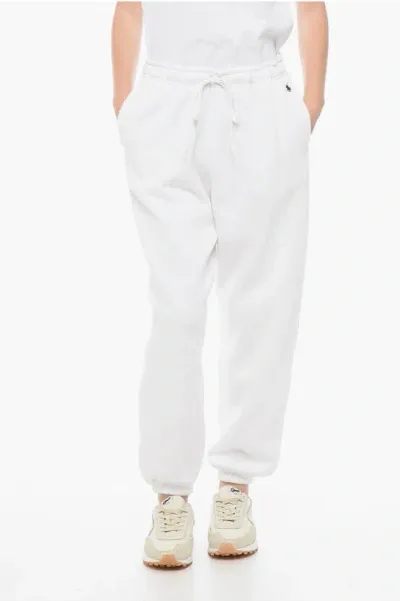 Polo Ralph Lauren Fleeced Joggers With Embroidered Logo In White