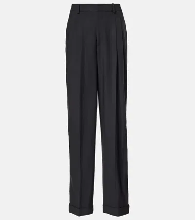 Polo Ralph Lauren High-rise Wool-blend Straight Pants In Black