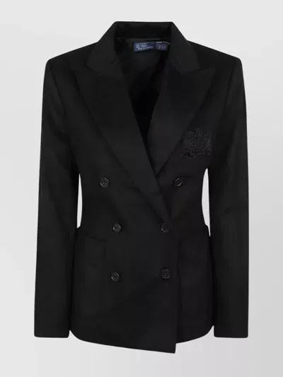 Polo Ralph Lauren Holiday Crest Double Breasted Blazer In Black