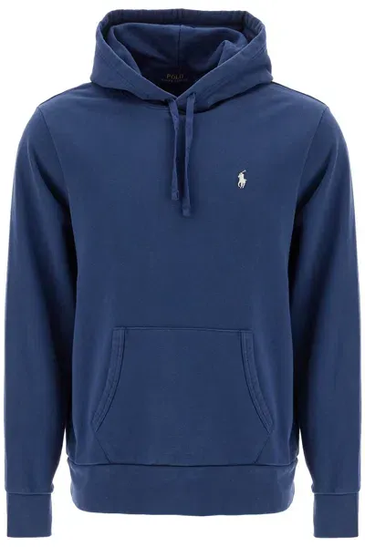 Polo Ralph Lauren Hooded Sweatshirt With Embroidered Pony In Blue