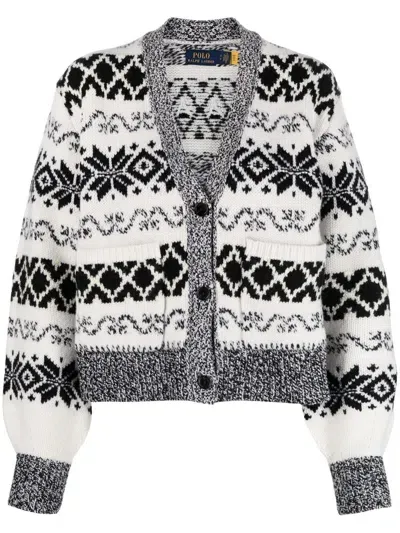 Polo Ralph Lauren Intarsia-knit Cardigan In Black