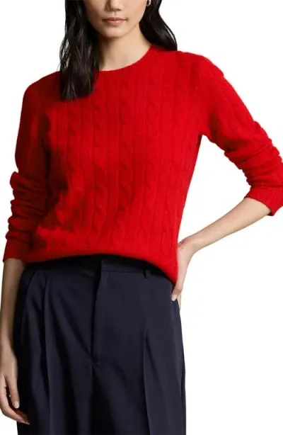 Polo Ralph Lauren Julianna Cable Cashmere Sweater In Red