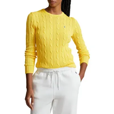 Polo Ralph Lauren Julianna Pima Cotton Cable Stitch Sweater In Trainer Yellow