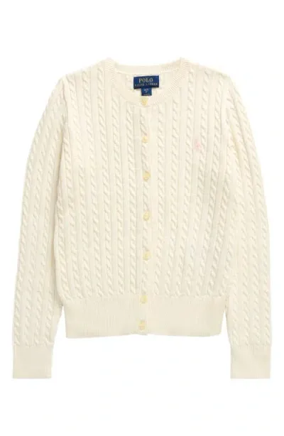 Polo Ralph Lauren Kids' Cable Knit Cotton Cardigan In Warm White