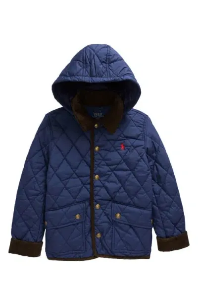 Polo Ralph Lauren Kids' Quilted Hooded Barn Jacket In Newport Navy