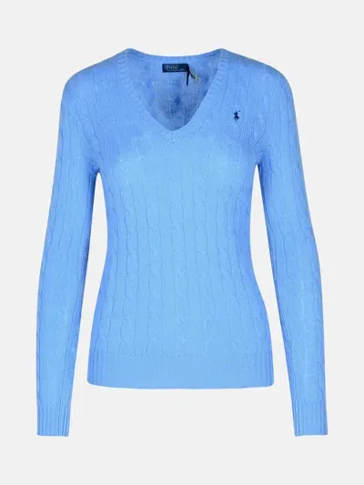 Polo Ralph Lauren 'kimberly' Light Blue Wool Blend Sweater