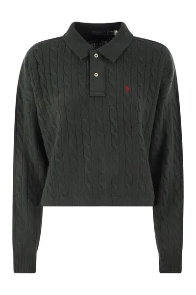 Polo Ralph Lauren Knitted Polo Shirt In Gray