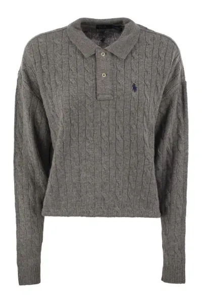 Polo Ralph Lauren Knitted Polo Shirt In Gray