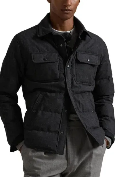 Polo Ralph Lauren Lewis 750 Fill Power Down Shirt Jacket In Dark Charcoal