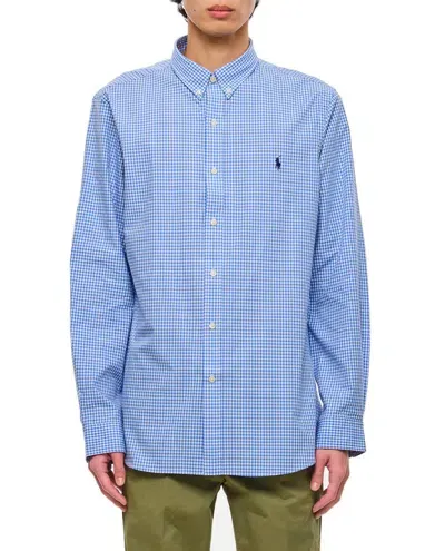 Polo Ralph Lauren Logo Embroidered Plaid Shirt In Blue