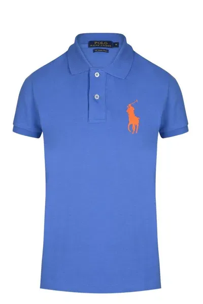 Polo Ralph Lauren Logo Embroidered Polo Shirt In Blue