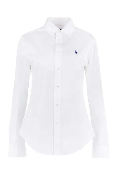 Polo Ralph Lauren Logo Embroidery Cottond Shirt In White