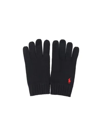 Polo Ralph Lauren Logo Gloves In Black  